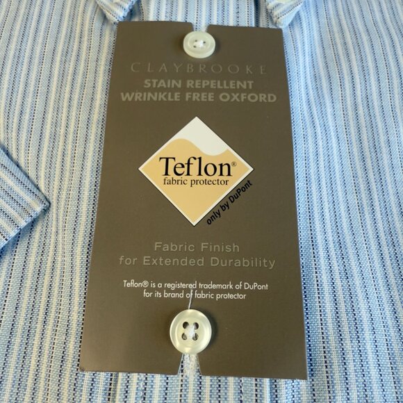 Claybrooke Men’s 16.5 Short Sleeve Oxford Shirt – Wrinkle Free Stain Repellent T - Picture 6 of 14